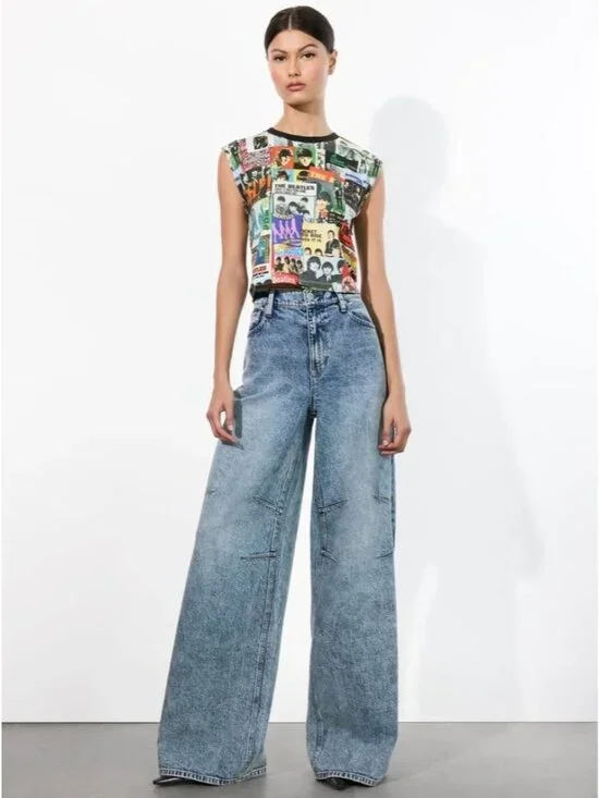 Alice + Olivia X The Beatles Micah Twist And Shout Muscle Tank Large NWT - Picture 5 of 11